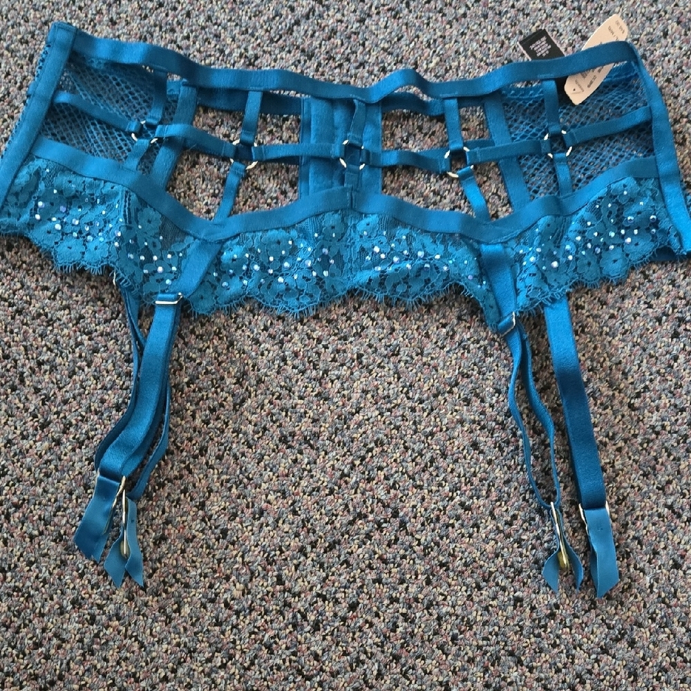 Blue Lace Garter Belt